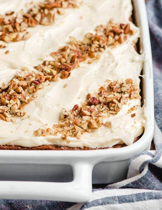 Classic carrot cake and cream cheese frosting
