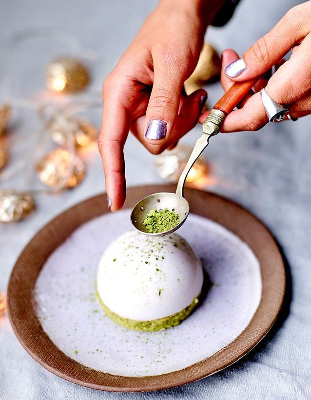 Green tea financiers and yuzu domes