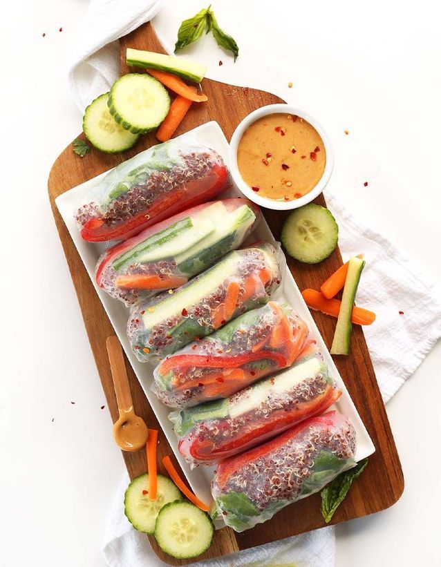 Vegetarian quinoa spring rolls