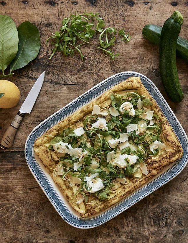 Zucchini and burrata tart