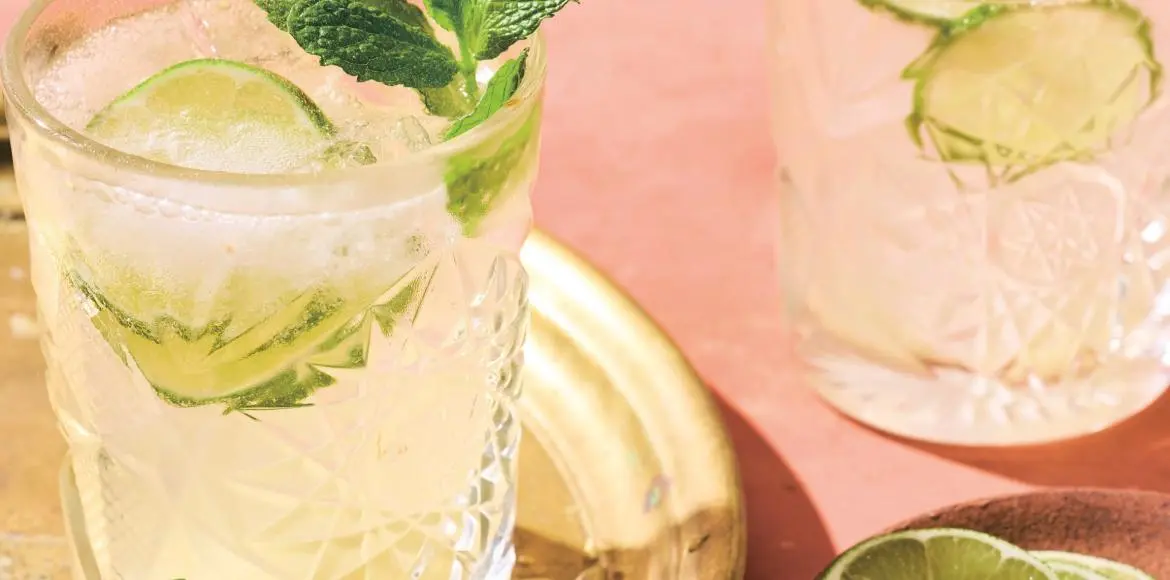 Lime, ginger and mint cocktail