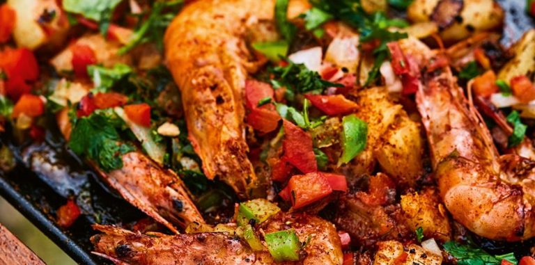 Caribbean-style prawns



