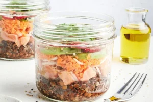 Bowl of salmon in olive oil from the Vallée des Baux de Provence AOP