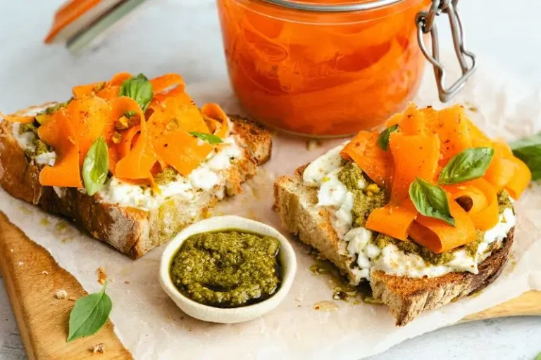 Stracciatella toast and carrot pickles