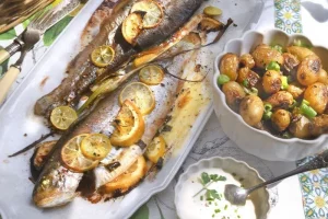 Trout with lemon and creamy sauce