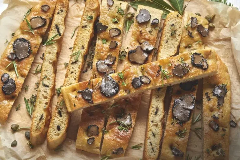 Focaccia with summer truffle carpaccio