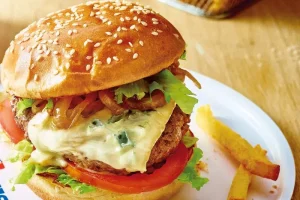 Homemade Blue Bresse Cheeseburger