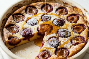 Plum and honey clafoutis