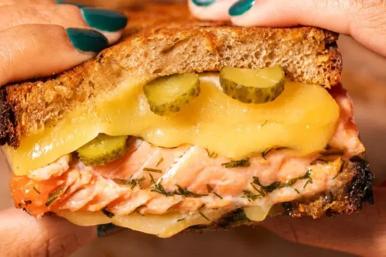 Grilled cheese with trout and pickles