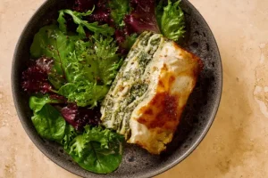 Green lasagna with Parmesan and spinach