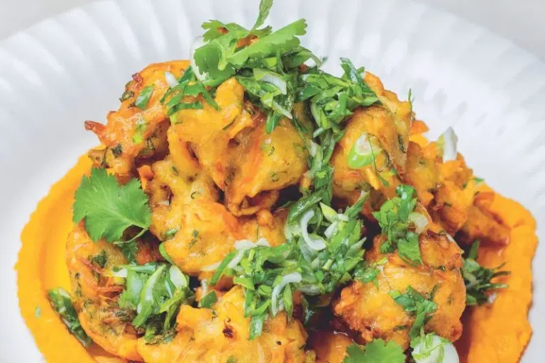 Vegetable acras, sweet potato puree with ginger