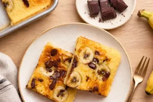 Giant chocolate-banana pancake