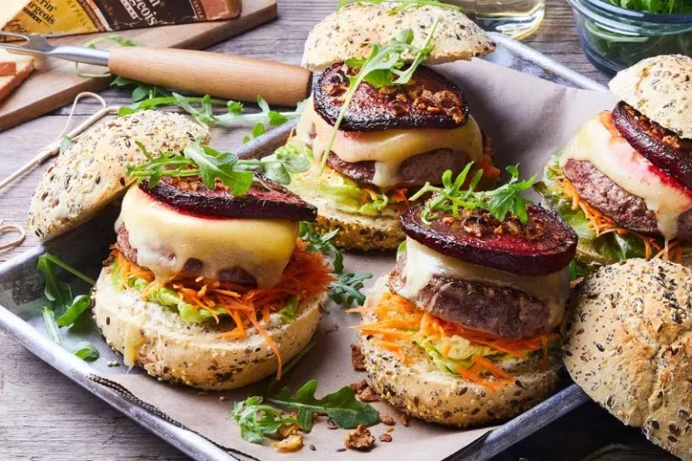 Vacherin Fribourgeois and roasted beetroot burger