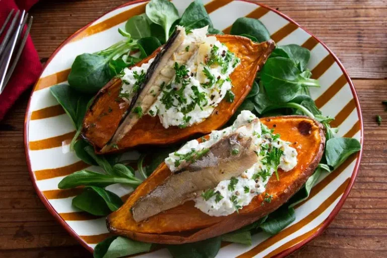 Sweet potato, ricotta and mackerel