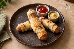 Crispy mummy sausages