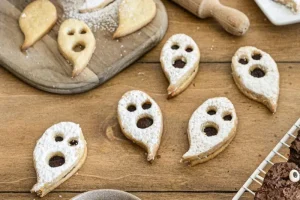 Ghost shortbread with chocolate mousse